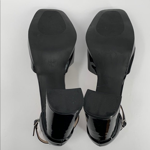 BP D'Orsay black patent pumps ankle strap chunky heel platform shoe Drag 14 - Picture 6 of 7